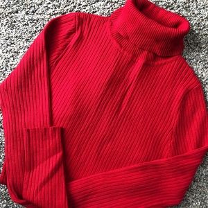 Red turtleneck bodysuit